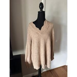 Soft Surroundings Chunky Knit Sweater – Neutral Beige Relaxed Fit Cozy Pullover